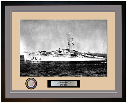 USS Mcginty DE-365 Framed Navy Ship Photo Grey