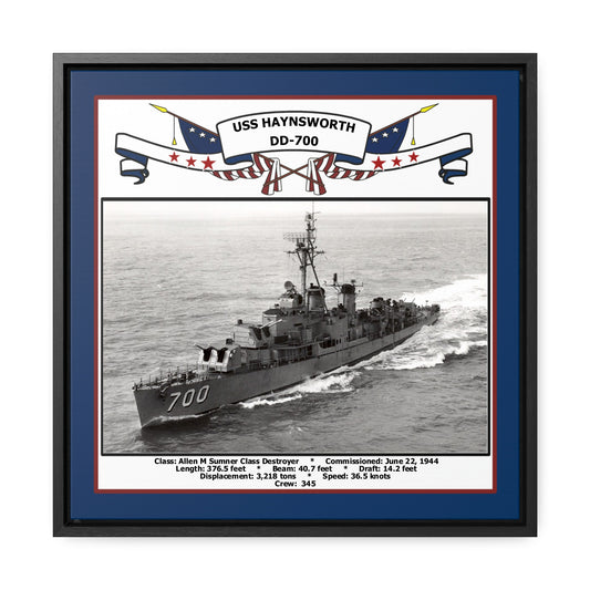USS Haynsworth DD-700 Navy Floating Frame Photo Front View