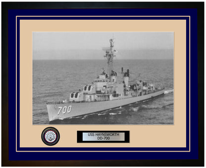 USS HAYNSWORTH DD-700 Framed Navy Ship Photo Blue