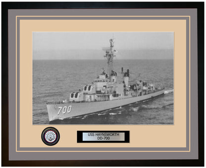 USS HAYNSWORTH DD-700 Framed Navy Ship Photo Grey
