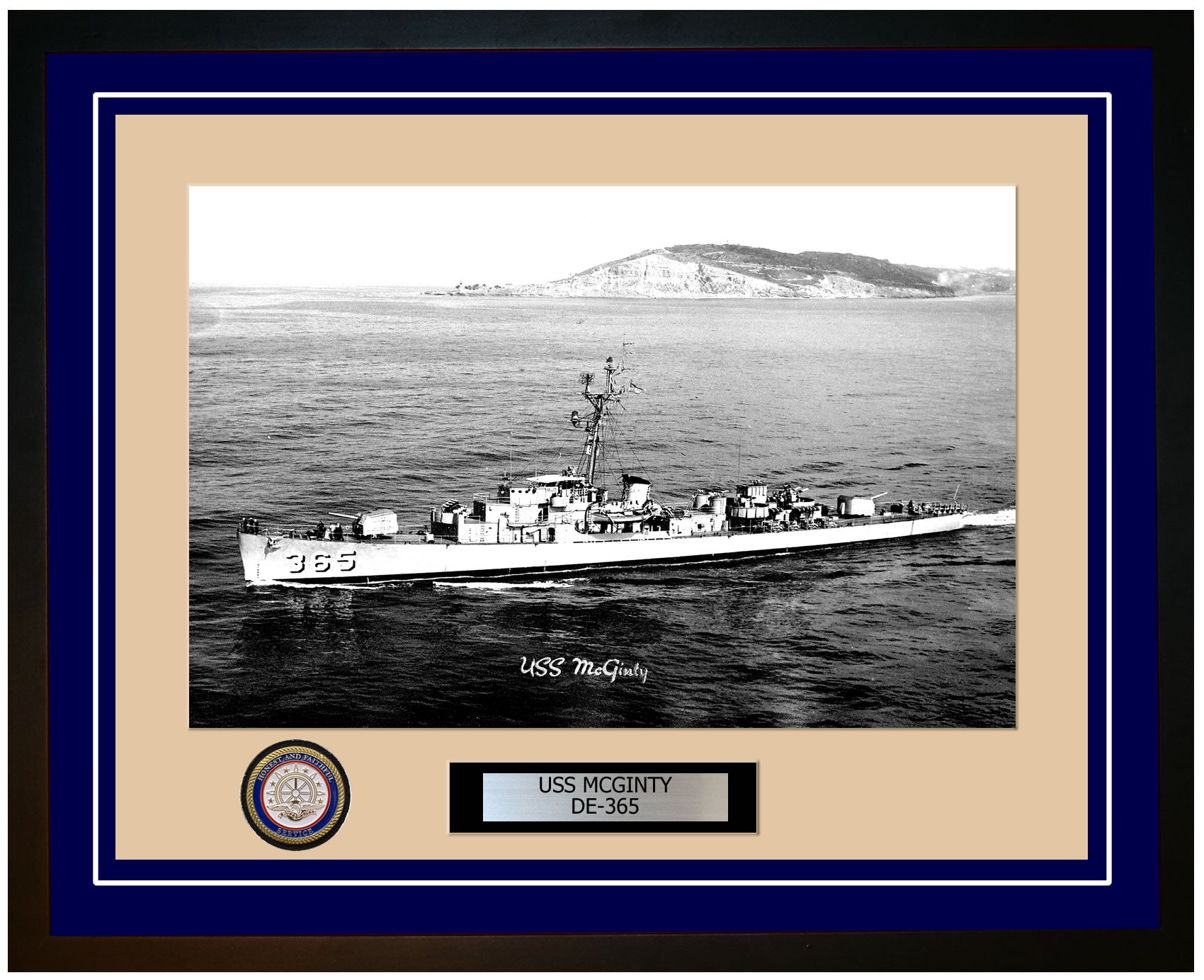 USS Mcginty DE-365 Framed Navy Ship Photo Blue