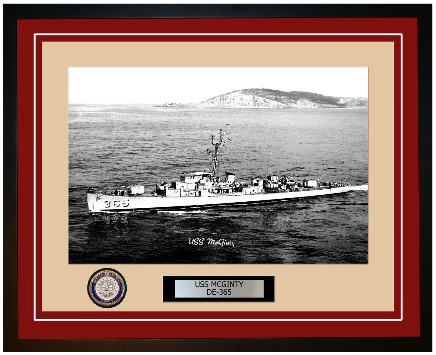 USS Mcginty DE-365 Framed Navy Ship Photo Burgundy