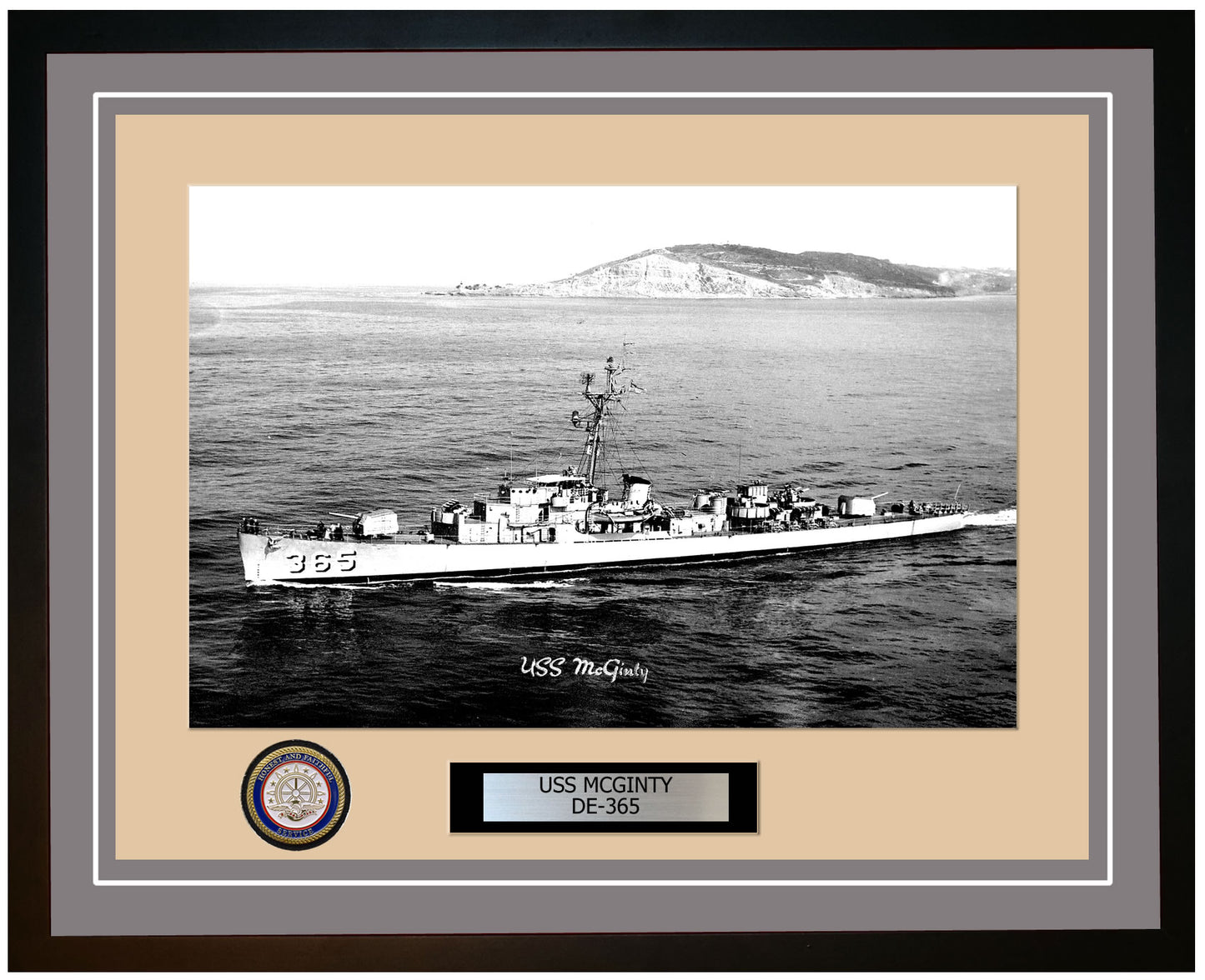 USS Mcginty DE-365 Framed Navy Ship Photo Grey