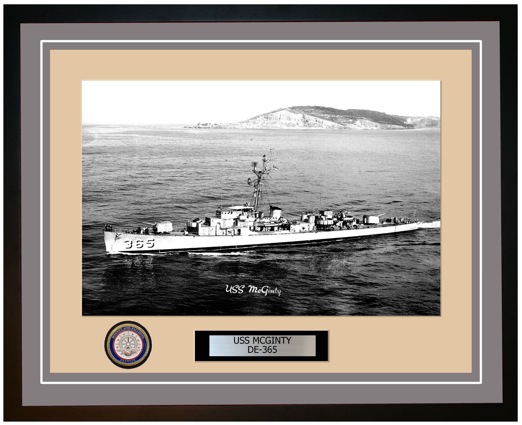 USS Mcginty DE-365 Framed Navy Ship Photo Grey