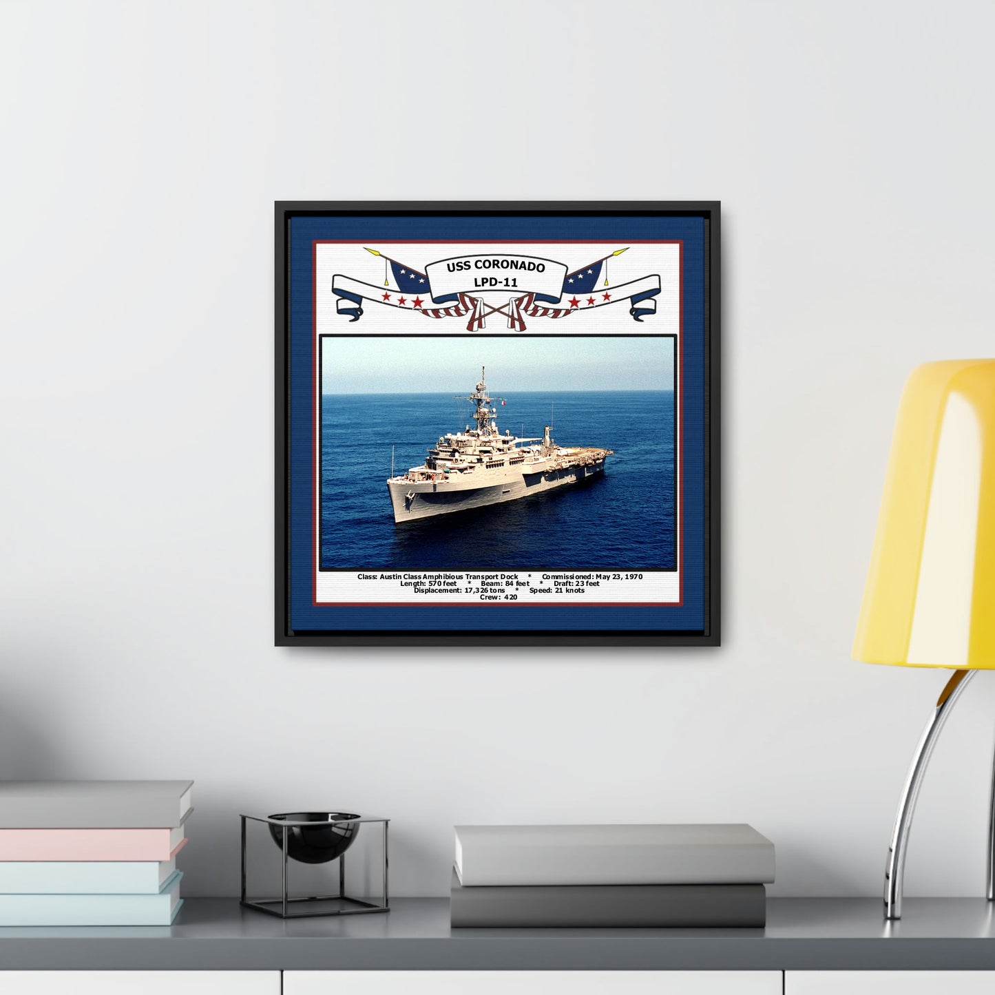 USS Coronado LPD-11 Navy Floating Frame Photo Desk View