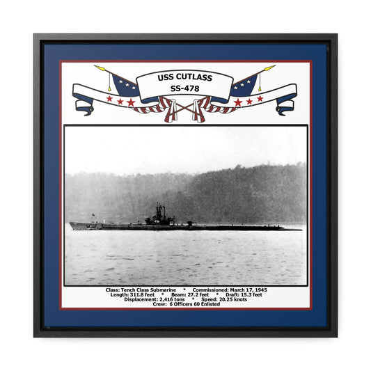 USS Cutlass SS-478 Navy Floating Frame Photo Front View