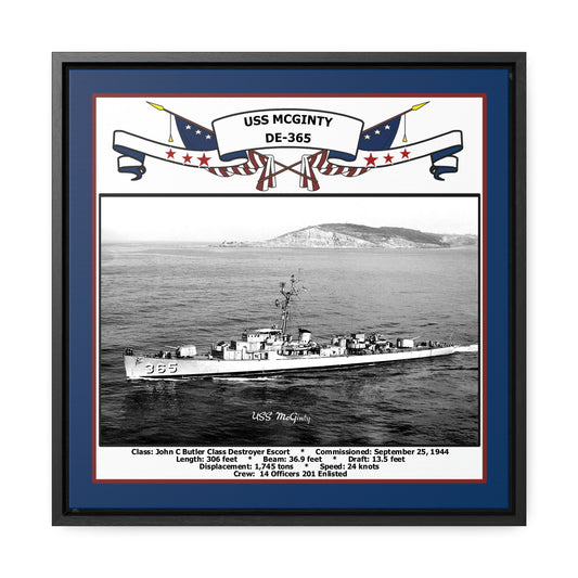 USS Mcginty DE-365 Navy Floating Frame Photo Front View