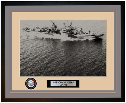 USS JOHN W WEEKS DD-701 Framed Navy Ship Photo Grey