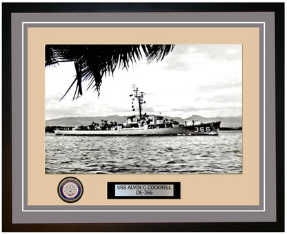USS Alvin C Cockrell DE-366 Framed Navy Ship Photo Grey