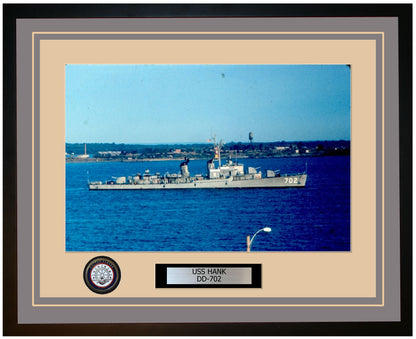 USS HANK DD-702 Framed Navy Ship Photo Grey
