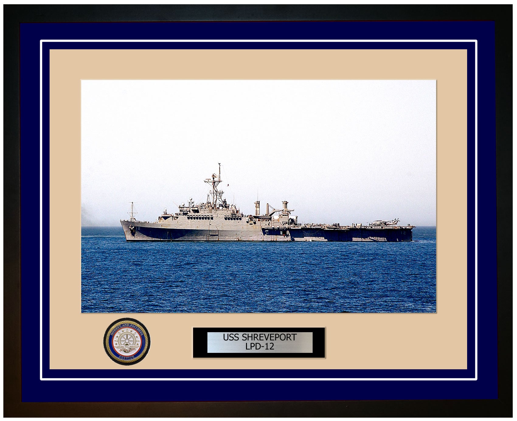 USS Shreveport LPD-12 Framed Navy Ship Photo Blue