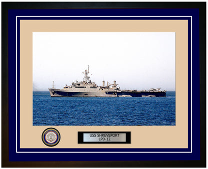 USS Shreveport LPD-12 Framed Navy Ship Photo Blue