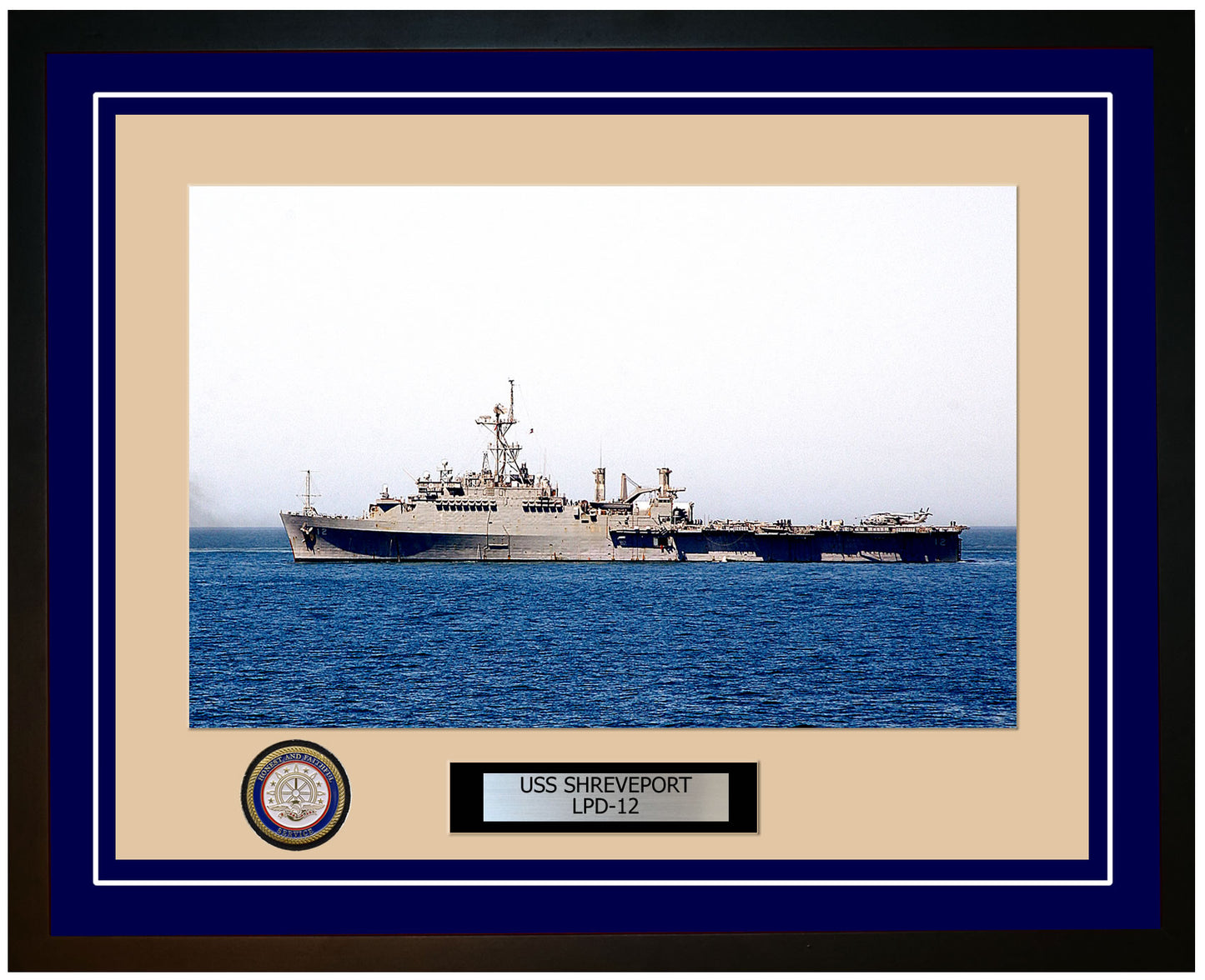 USS Shreveport LPD-12 Framed Navy Ship Photo Blue