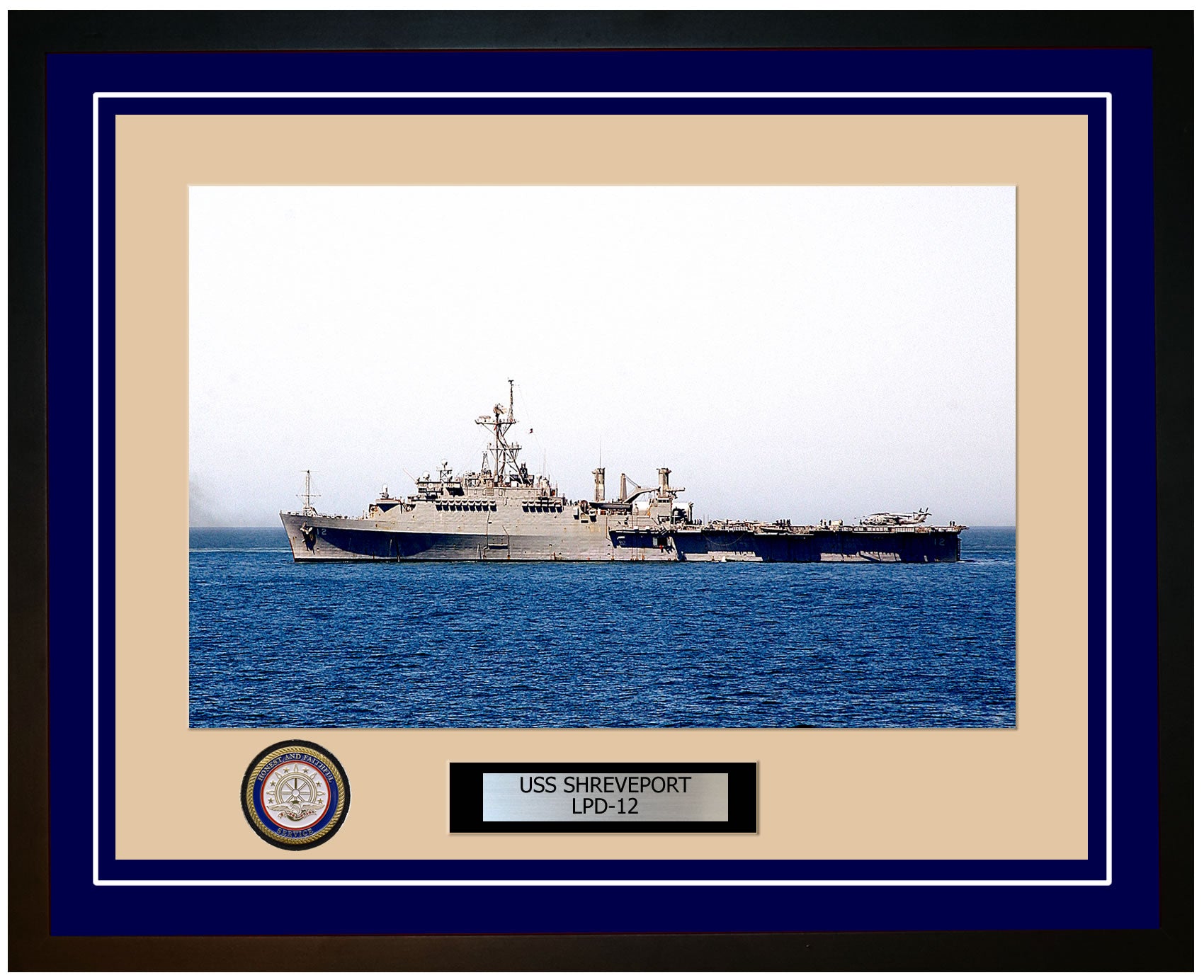 USS Shreveport LPD-12 Framed Navy Ship Photo Blue