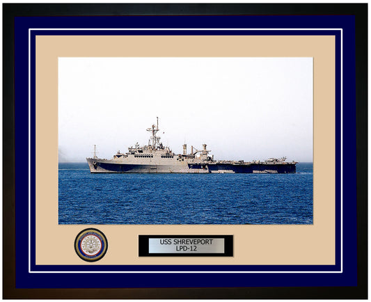 USS Shreveport LPD-12 Framed Navy Ship Photo Blue