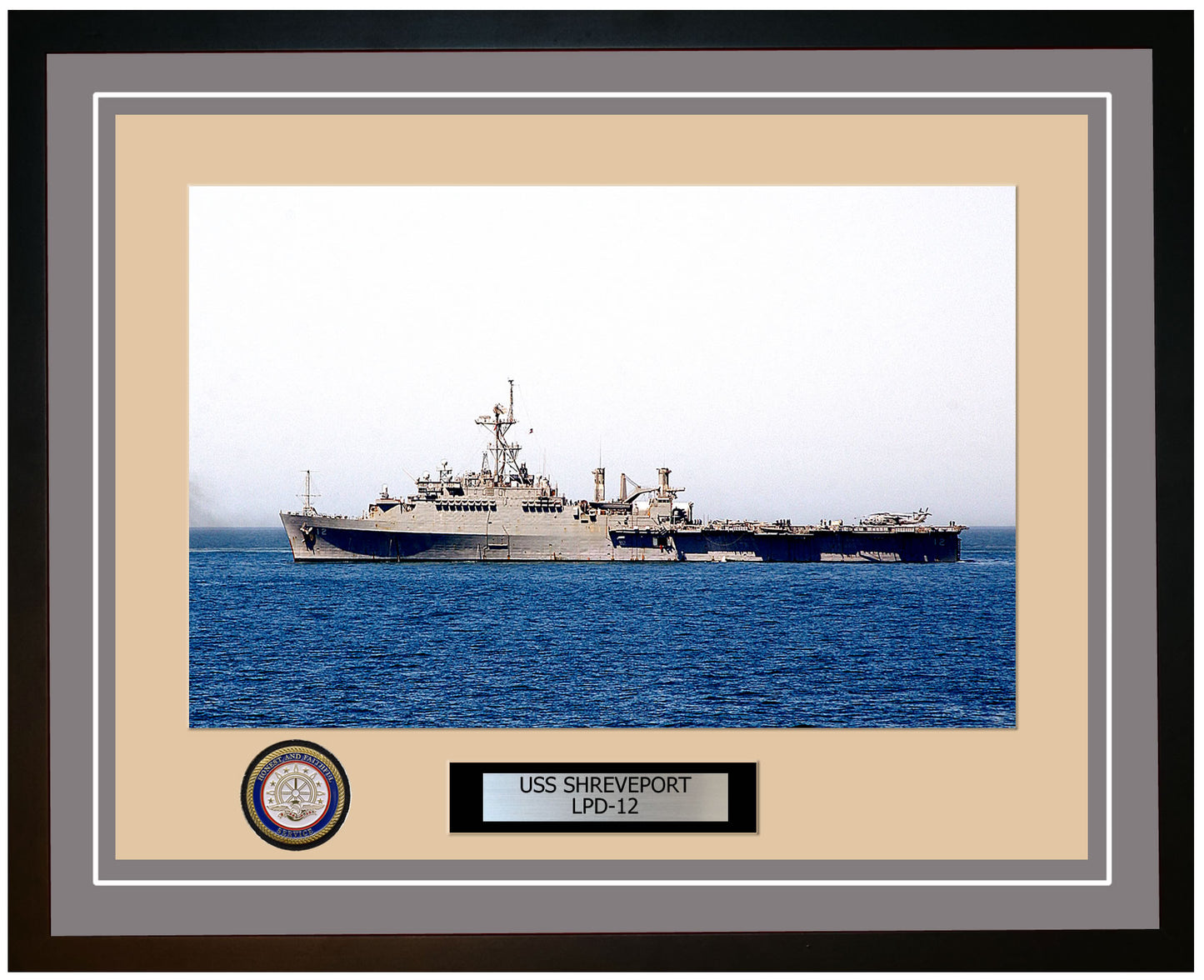 USS Shreveport LPD-12 Framed Navy Ship Photo Grey