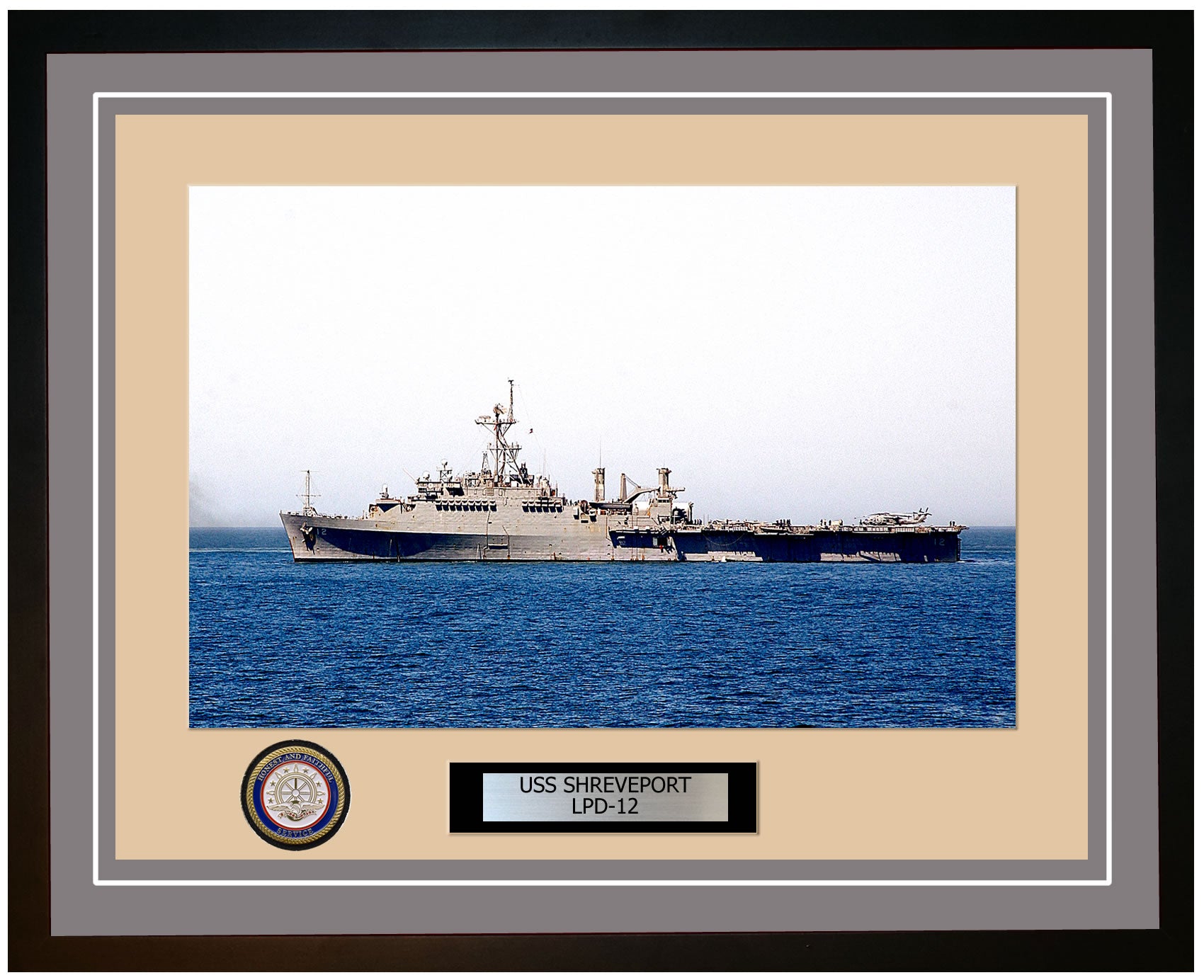 USS Shreveport LPD-12 Framed Navy Ship Photo Grey