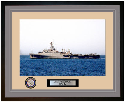 USS Shreveport LPD-12 Framed Navy Ship Photo Grey