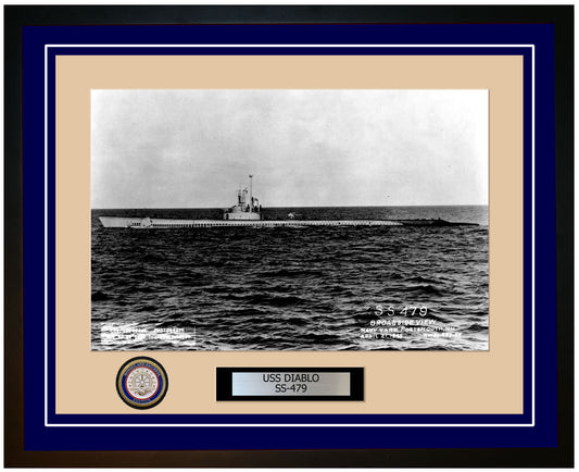 USS Diablo SS-479 Framed Navy Ship Photo Blue