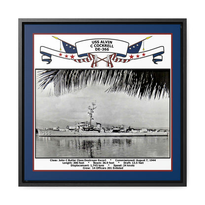 USS Alvin C Cockrell DE-366 Navy Floating Frame Photo Front View