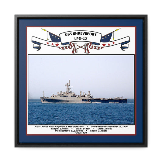 USS Shreveport LPD-12 Navy Floating Frame Photo Front View