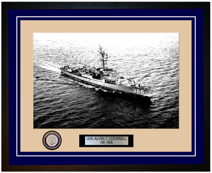USS Alvin C Cockrell DE-366 Framed Navy Ship Photo Blue