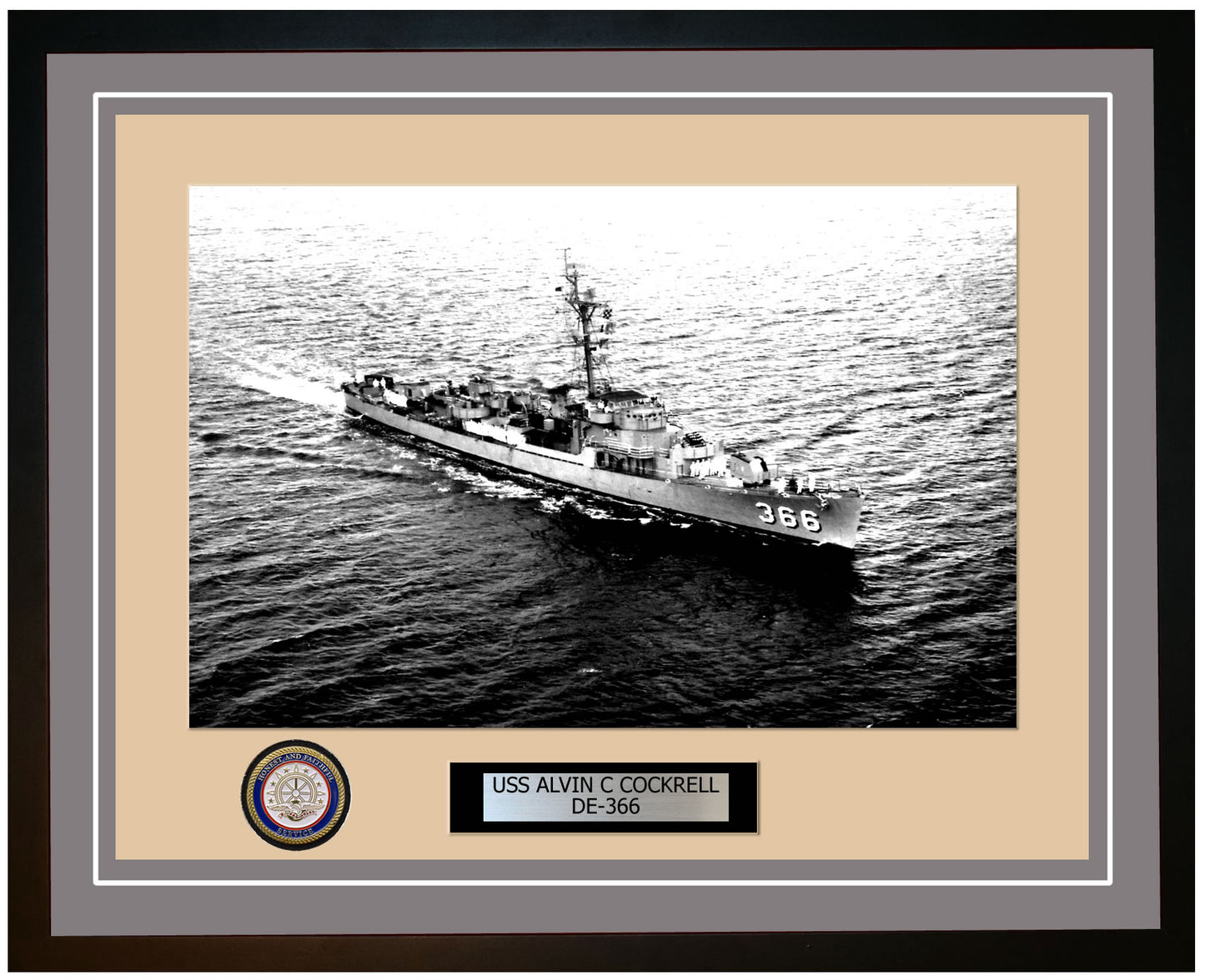 USS Alvin C Cockrell DE-366 Framed Navy Ship Photo Grey