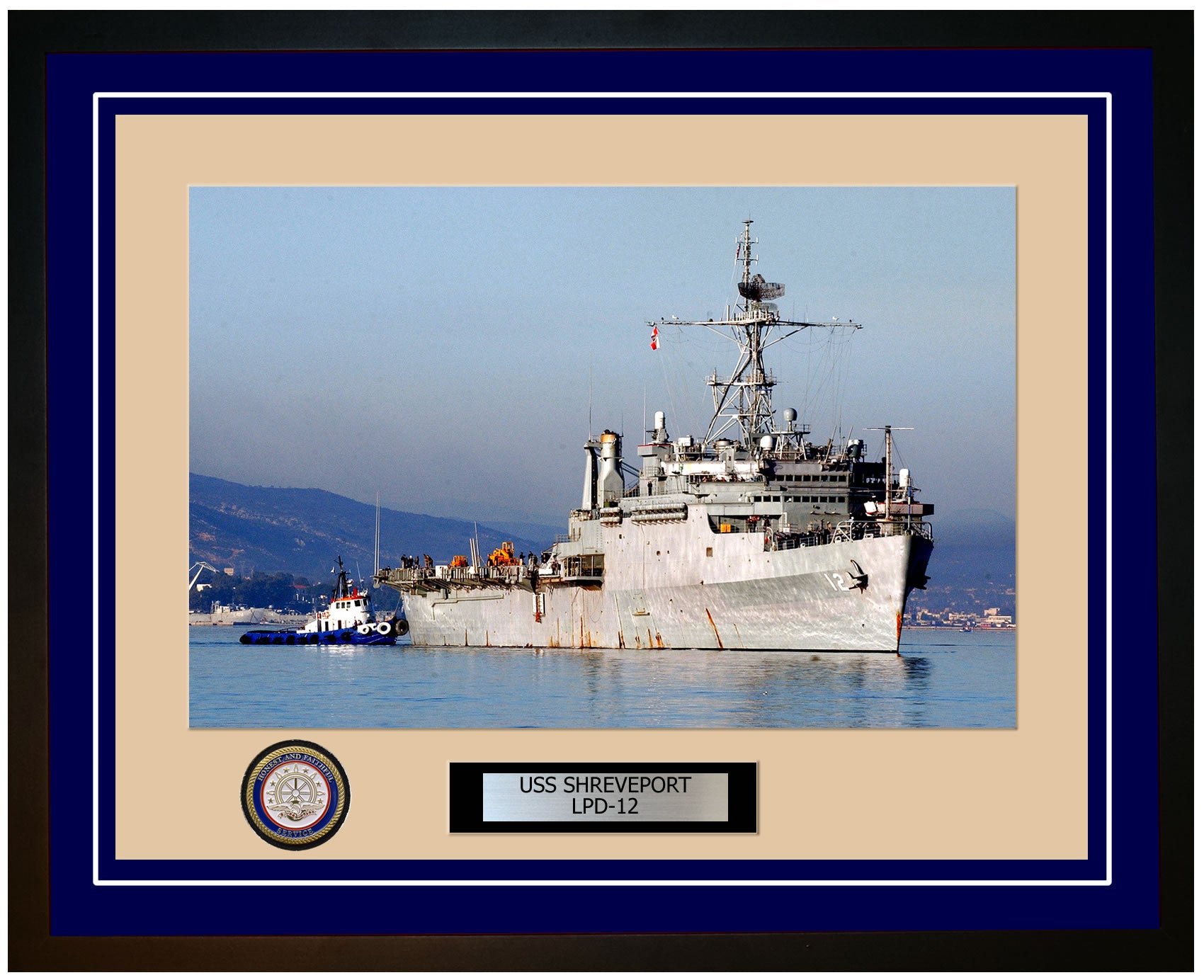 USS Shreveport LPD-12 Framed Navy Ship Photo Blue