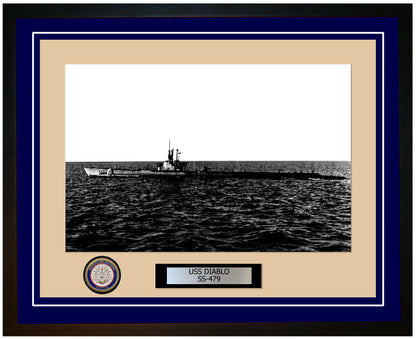 USS Diablo SS-479 Framed Navy Ship Photo Blue