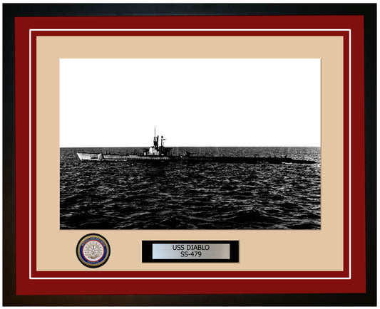 USS Diablo SS-479 Framed Navy Ship Photo Burgundy