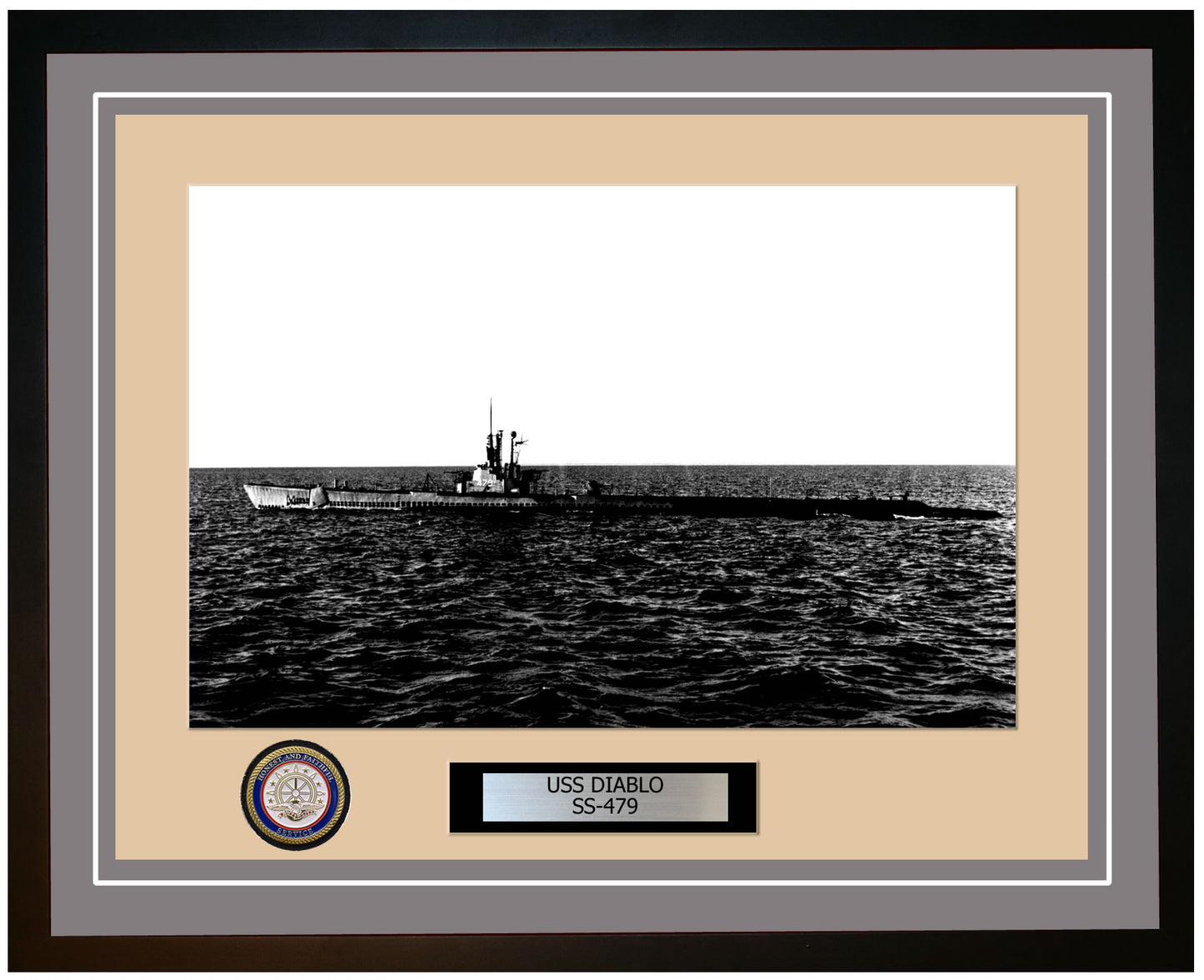 USS Diablo SS-479 Framed Navy Ship Photo Grey