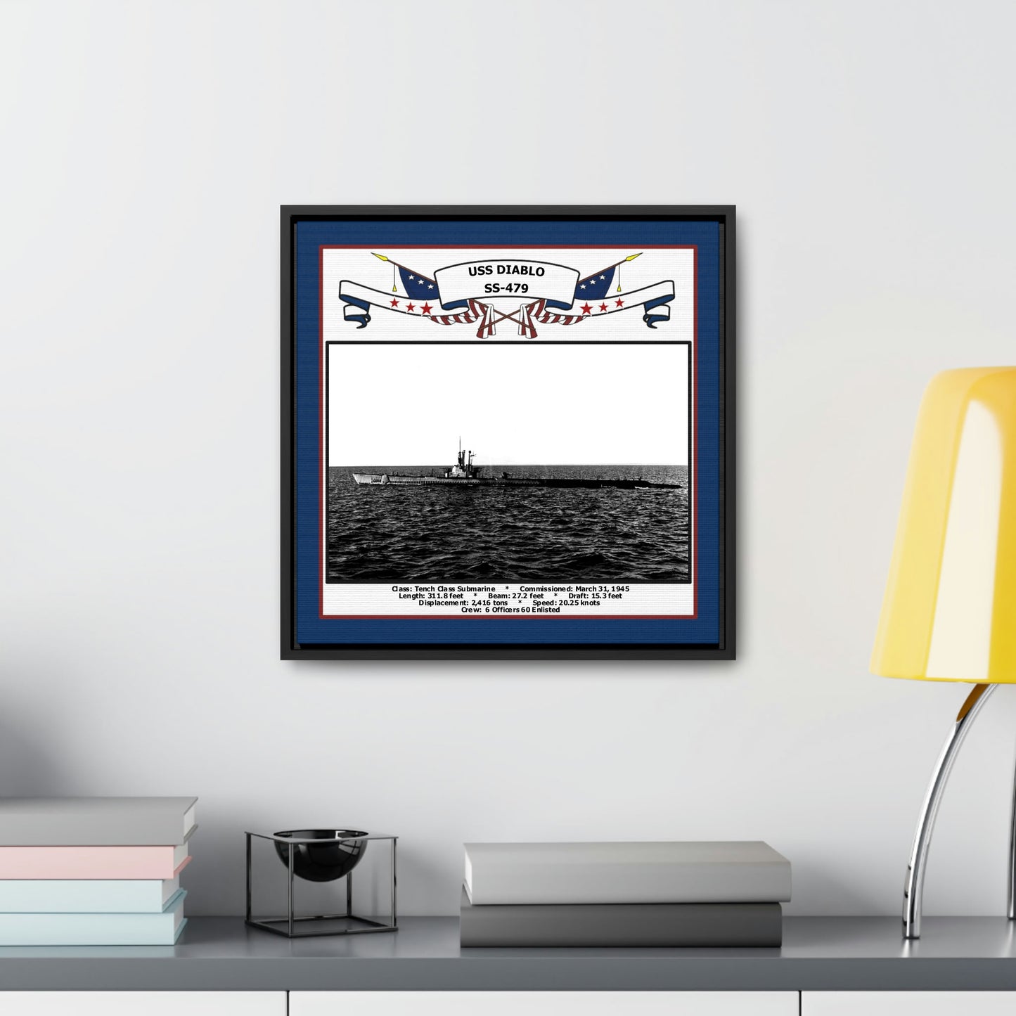 USS Diablo SS-479 Navy Floating Frame Photo Desk View