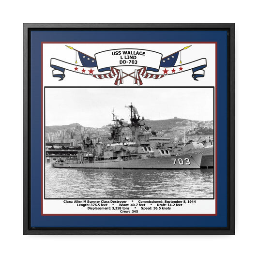 USS Wallace L Lind DD-703 Navy Floating Frame Photo Front View