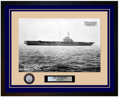 USS ORISKANY CVA-34 Framed Navy Ship Photo Blue