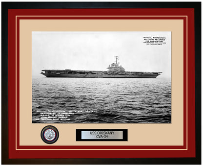 USS ORISKANY CVA-34 Framed Navy Ship Photo Burgundy