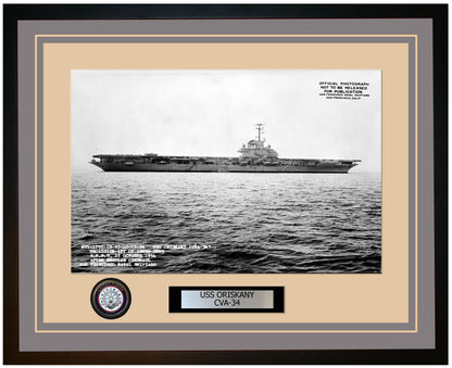 USS ORISKANY CVA-34 Framed Navy Ship Photo Grey