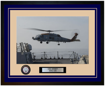 USS DEWEY DDG-105 Framed Navy Ship Photo Blue