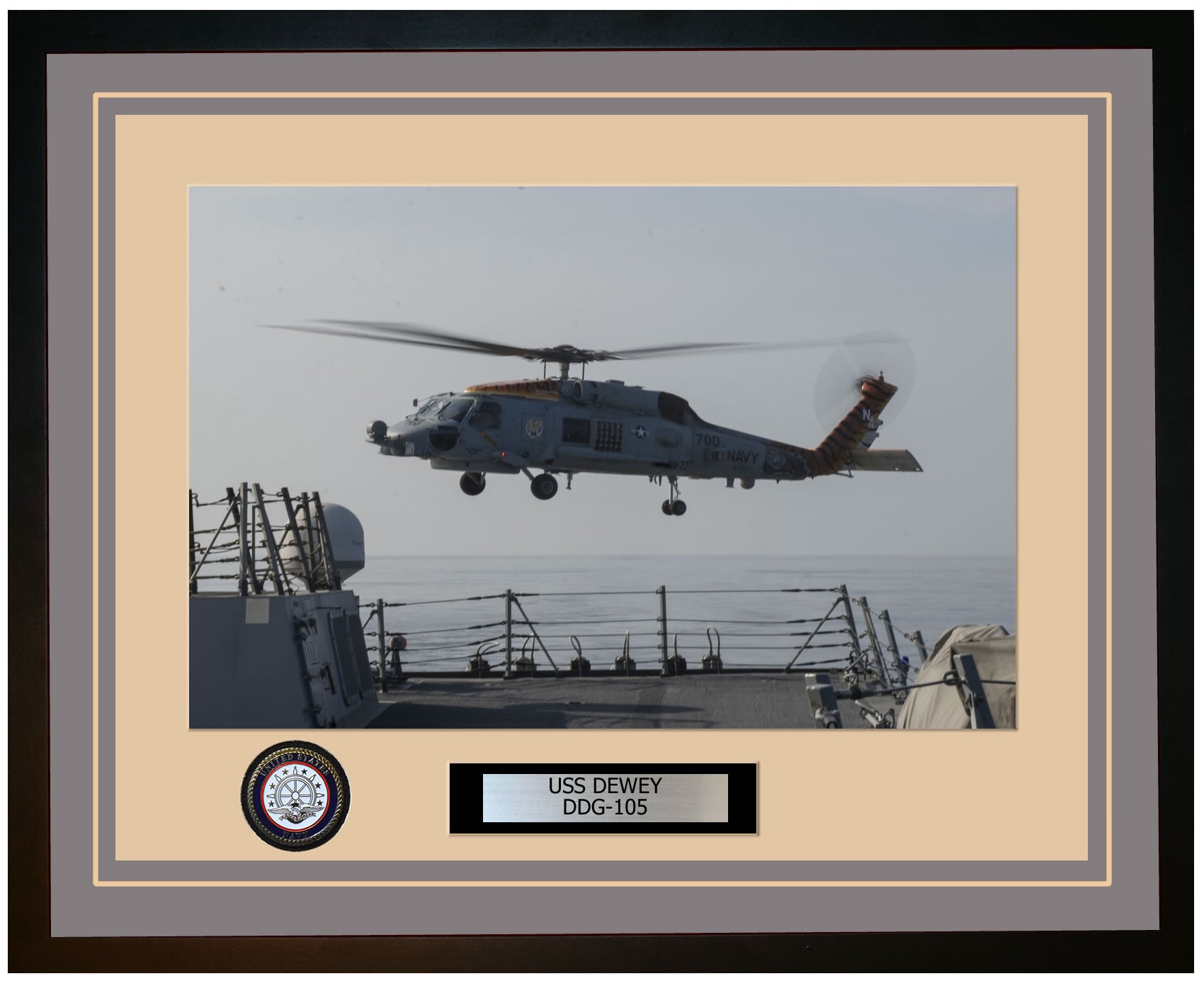 USS DEWEY DDG-105 Framed Navy Ship Photo Grey