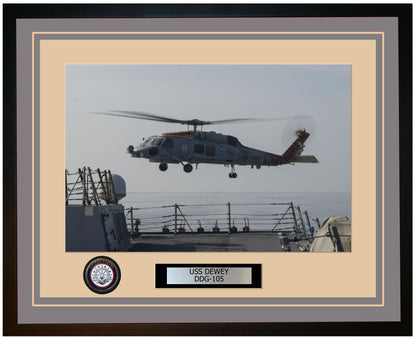 USS DEWEY DDG-105 Framed Navy Ship Photo Grey