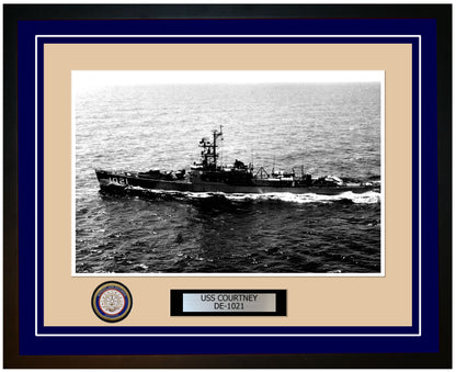 USS Courtney DE-1021 Framed Navy Ship Photo Blue