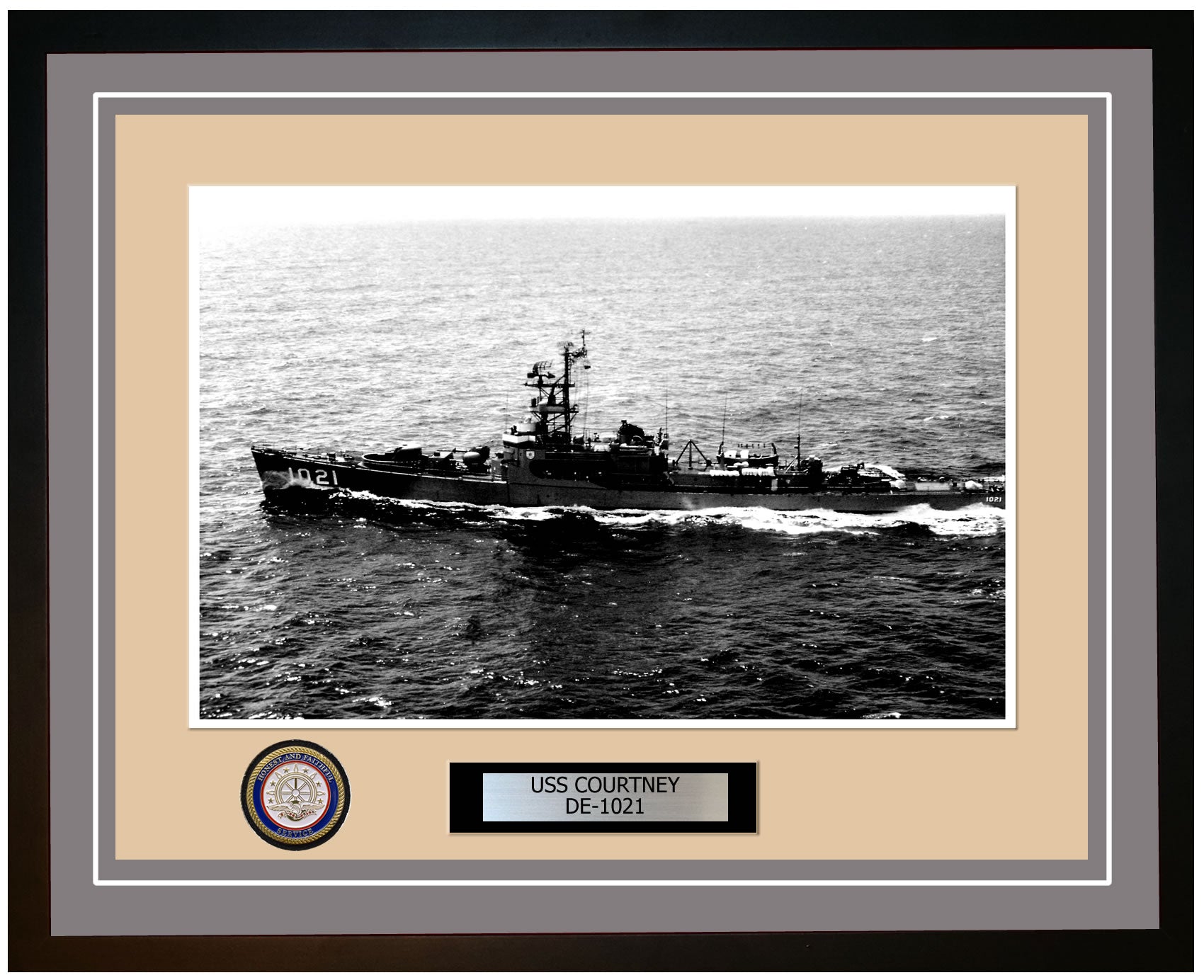 USS Courtney DE-1021 Framed Navy Ship Photo Grey