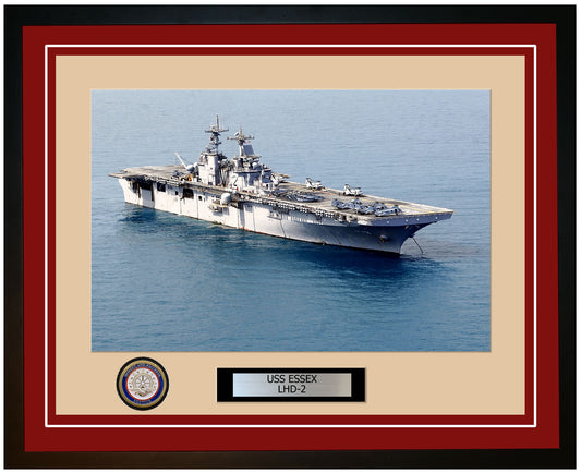 USS Essex LHD-2 Framed Navy Ship Photo Burgundy