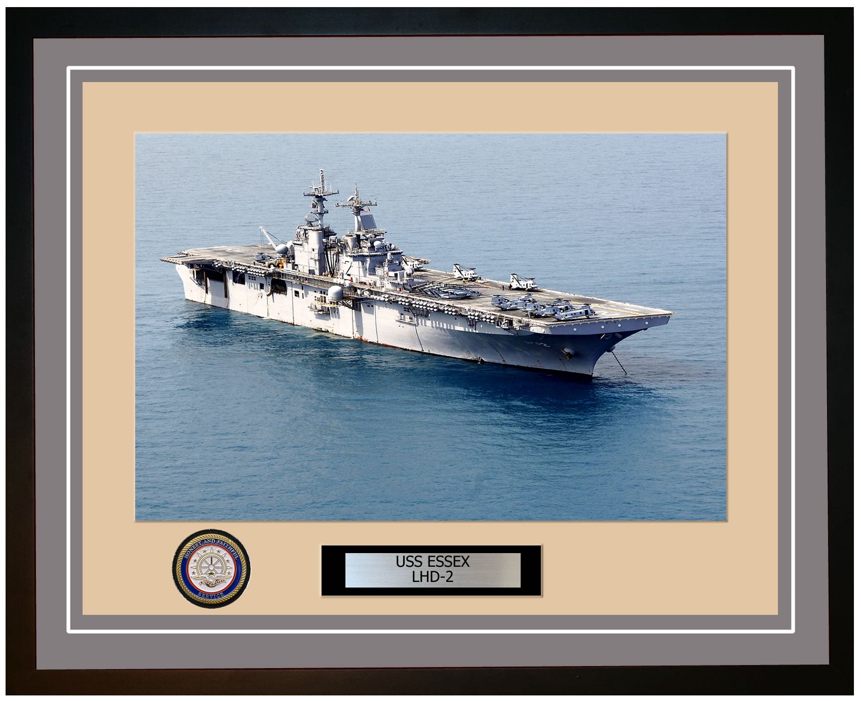 USS Essex LHD-2 Framed Navy Ship Photo Grey