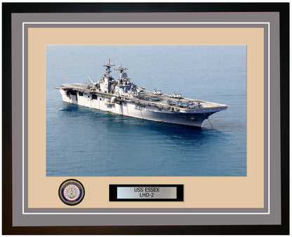 USS Essex LHD-2 Framed Navy Ship Photo Grey