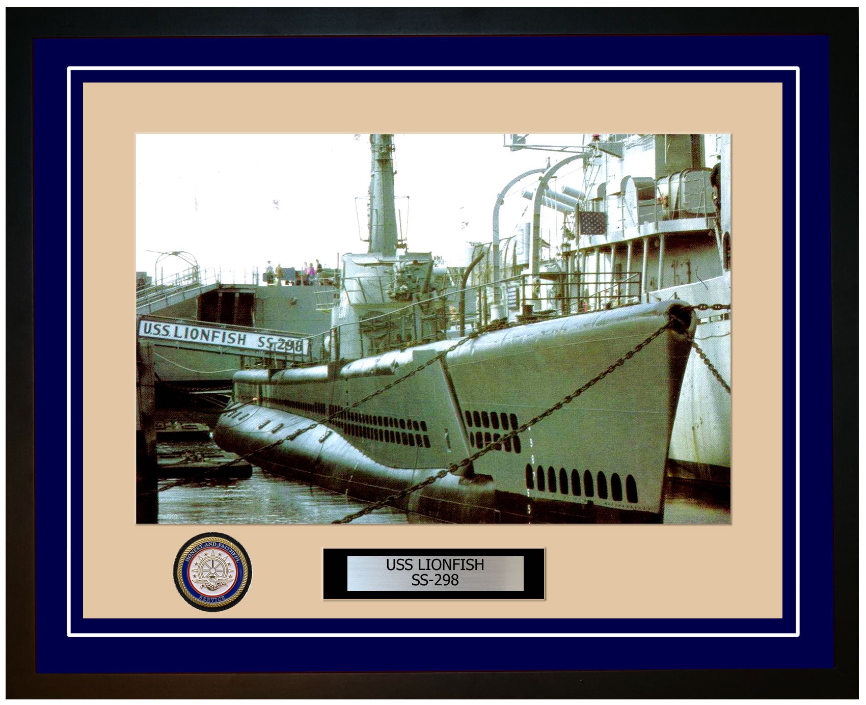 USS Lionfish SS-298 Framed Navy Ship Photo Blue