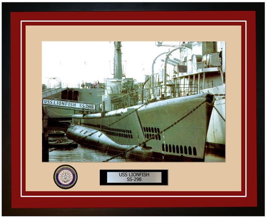 USS Lionfish SS-298 Framed Navy Ship Photo Burgundy