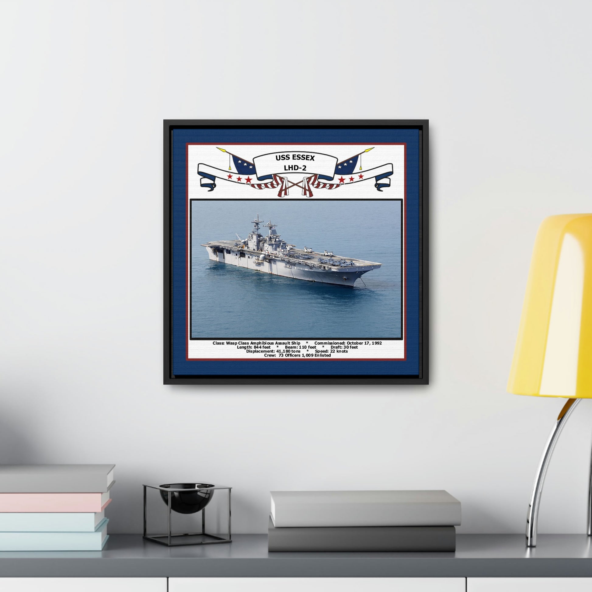 USS Essex LHD-2 Navy Floating Frame Photo Desk View