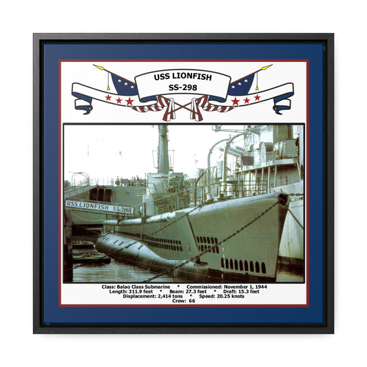 USS Lionfish SS-298 Navy Floating Frame Photo Front View