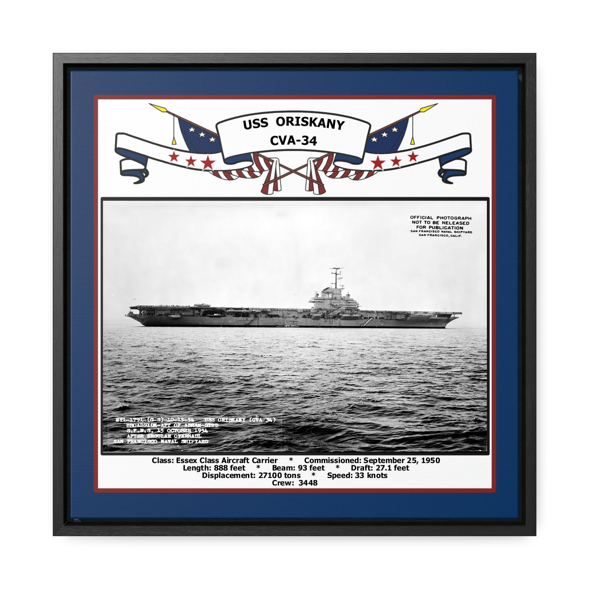USS Oriskany CVA-34 Navy Floating Frame Photo Front View
