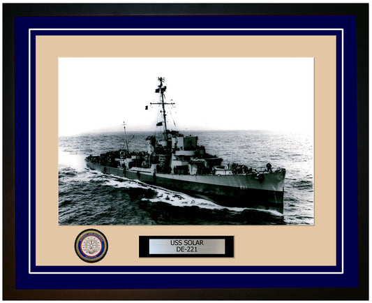 USS Solar DE-221 Framed Navy Ship Photo Blue